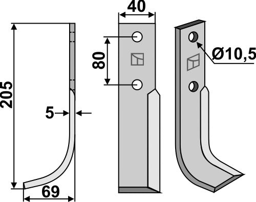 Blade 205x40mm, left