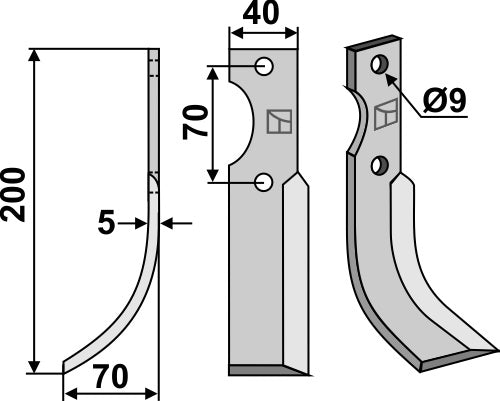 Blade 200x40mm, left