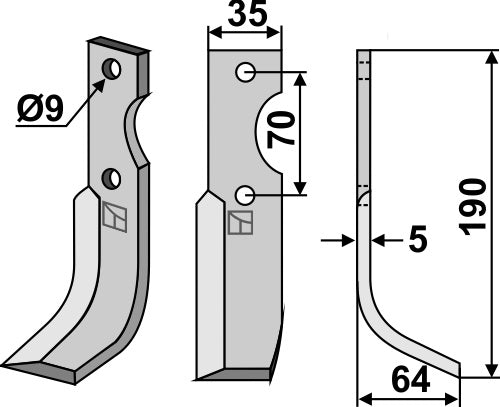 Blade 190x35mm, right