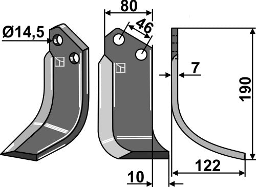Blade 190x80mm, right