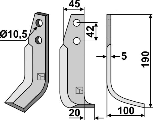 Blade 190x45mm, right