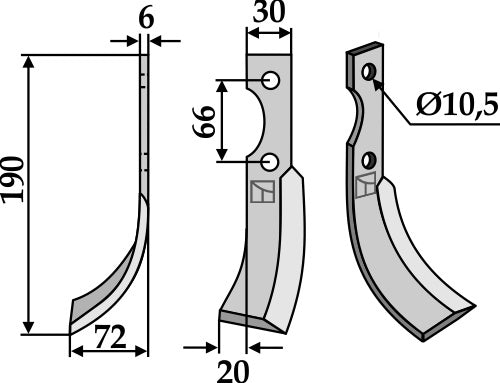 Blade 190x30mm, left