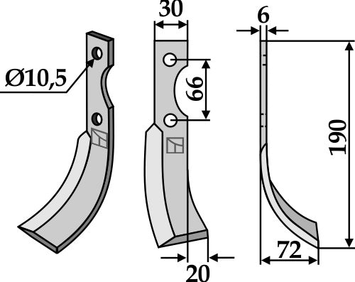 Blade 190x30mm, right