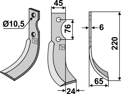 Blade 220x45mm, right