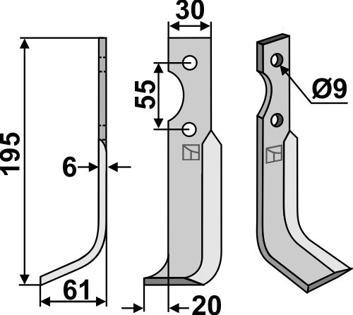 Blade 195x30mm, left