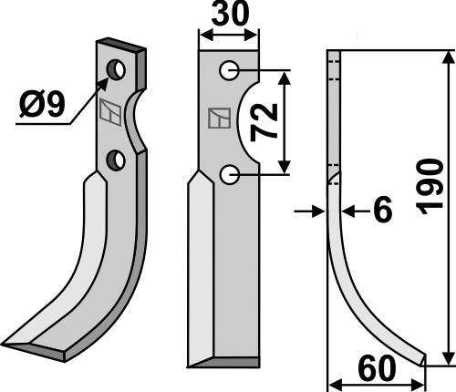 Blade 190x30mm, right