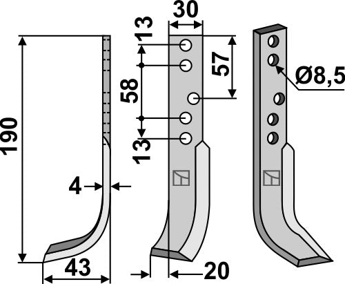 Blade 190x30mm, left