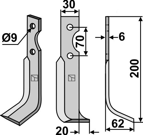 Blade 200x30mm, right