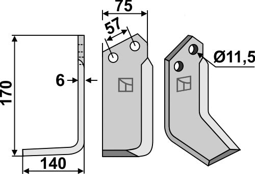 Blade 170x75mm, left