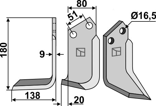 Blade 180x80mm, left