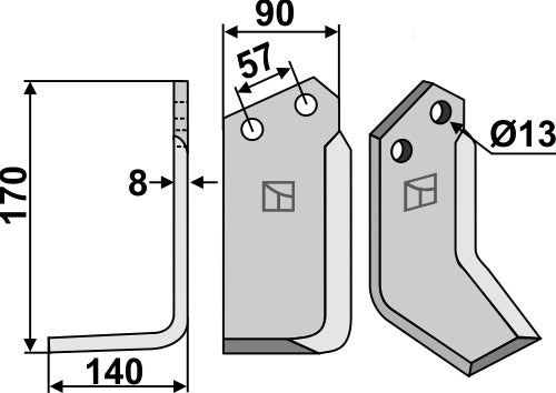 Blade 170x90mm, left