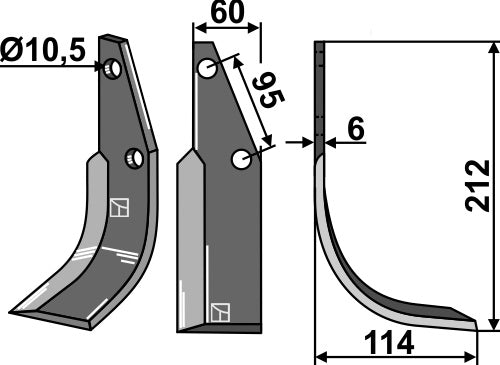 Blade 212x60mm, right