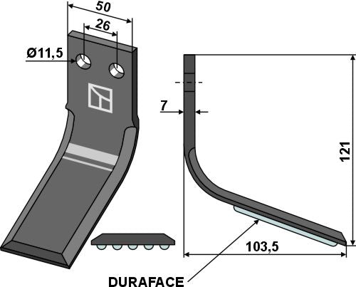 Tiller blade DURAFACE 121x50mm