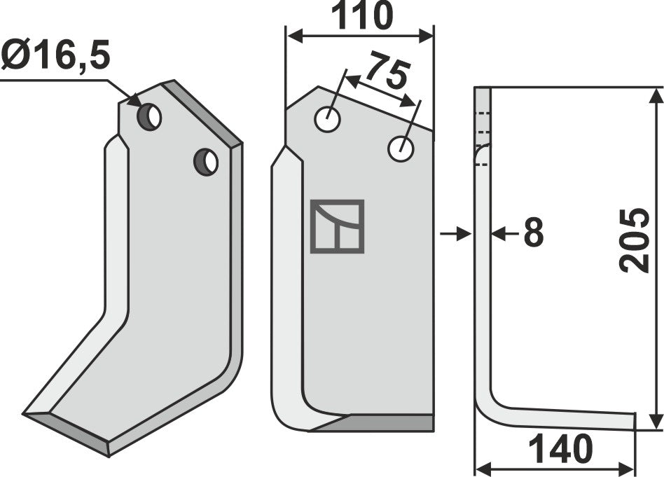 Blade 205x110mm, right