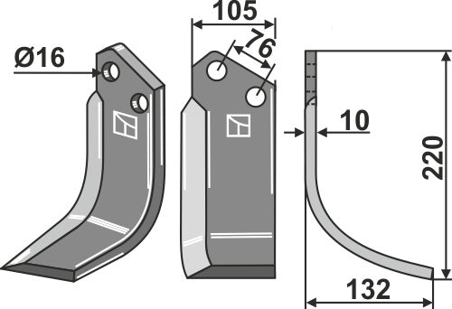 Blade 220x105mm, right