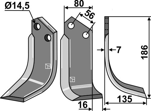 Blade 186x80mm, right