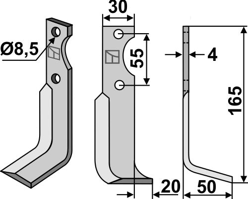 Blade 165x30mm, right
