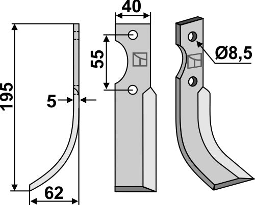 Blade 195x40mm, left
