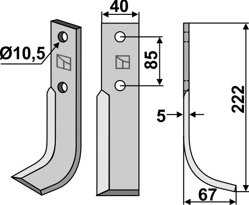 Blade 222x40mm, right