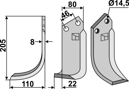 Blade 205x80mm, left