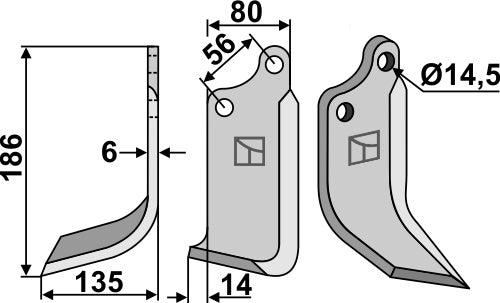 Blade 186x80mm, left