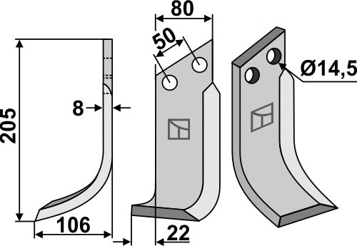 Blade 205x80mm, left