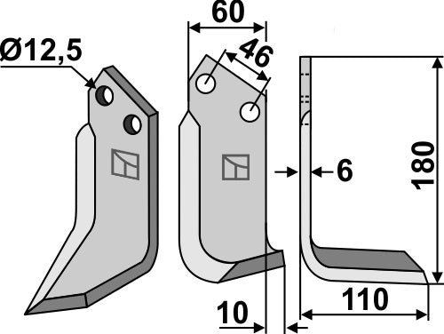 Blade 180x60mm, right