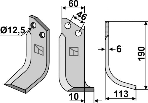 Blade 190x60mm, right