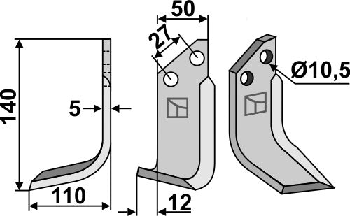 Blade 140x50mm, left