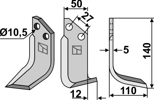 Blade 140x50mm, right