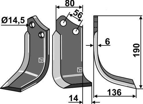 Blade 190x80mm, right