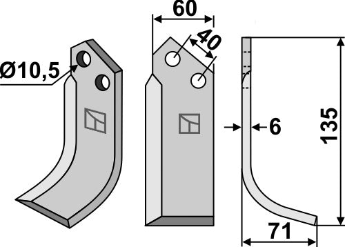 Blade 135x60mm, right