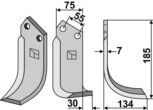 Blade 185x75mm, right