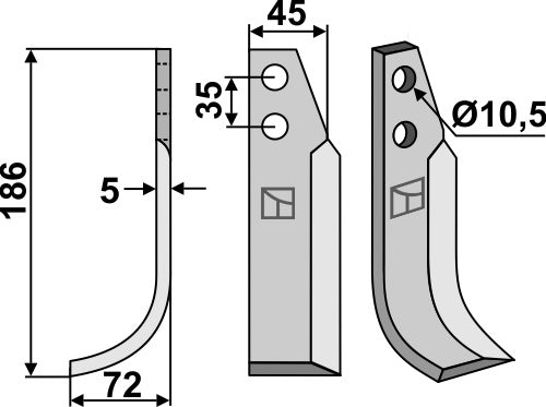 Blade 186x45mm, left