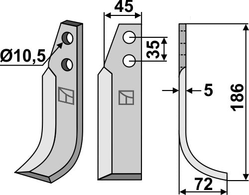 Blade 186x45mm, right model