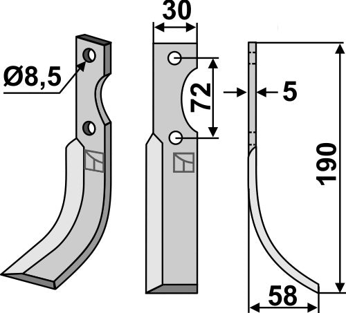 Blade 190x30mm, right