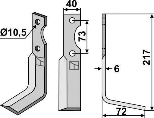 Blade 217x40mm, right