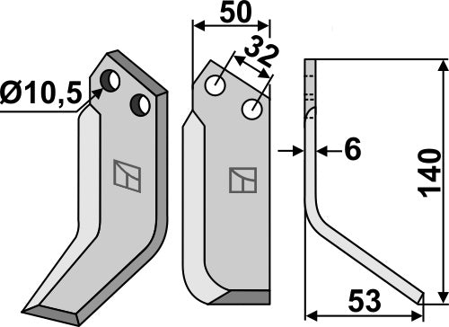 Blade 140x50mm, right