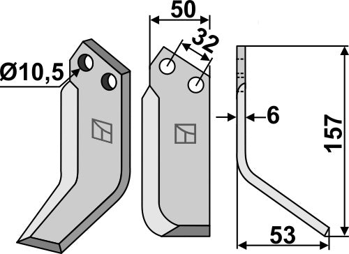 Blade 157x50mm, right