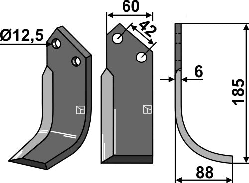 Blade 185x60mm, right