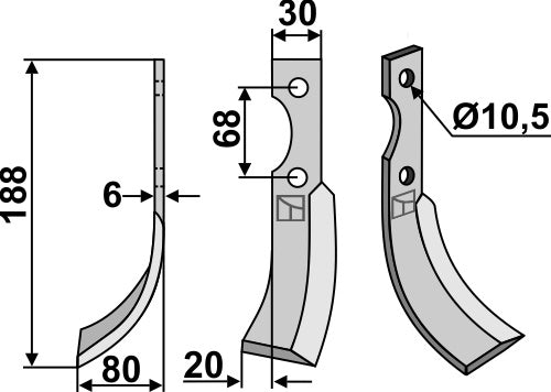 Blade 188x30mm, left