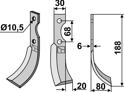 Blade 188x30mm, right