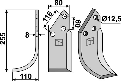 Blade 255x80mm, left
