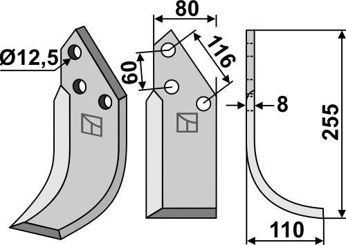 Blade 255x80mm, right
