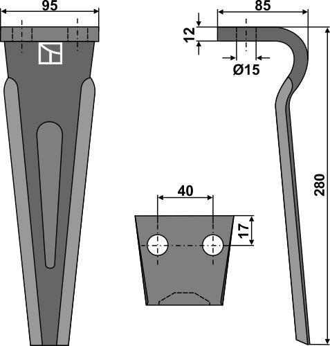 Tine for rotary harrows
