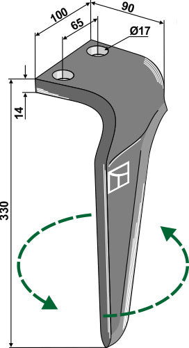 Tine for rotary harrows, left