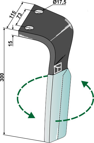 Tine for rotary harrows (DURAFACE), left