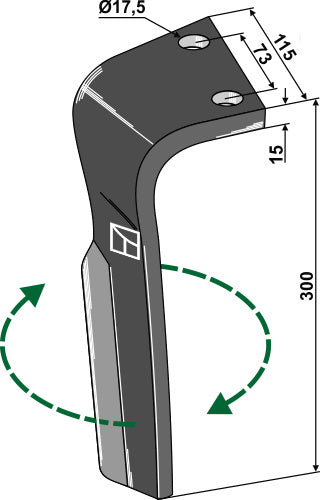 Tine for rotary harrows, right
