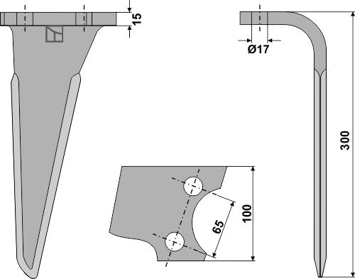Tine for rotary harrows, right