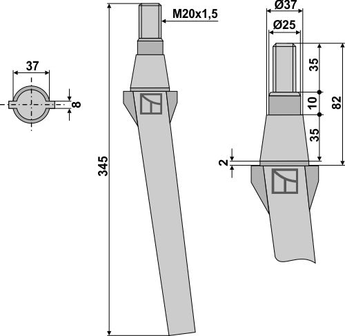 Tine for rotary harrows